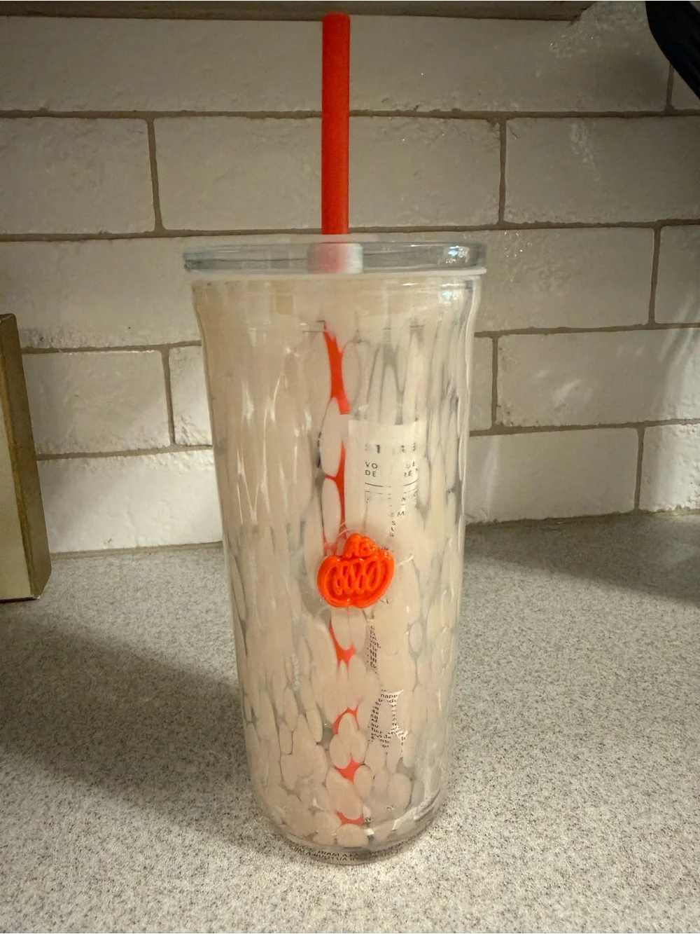 Starbucks New Halloween Pumpkin Spice Marble-Pattern Tumbler with Orange Straw
